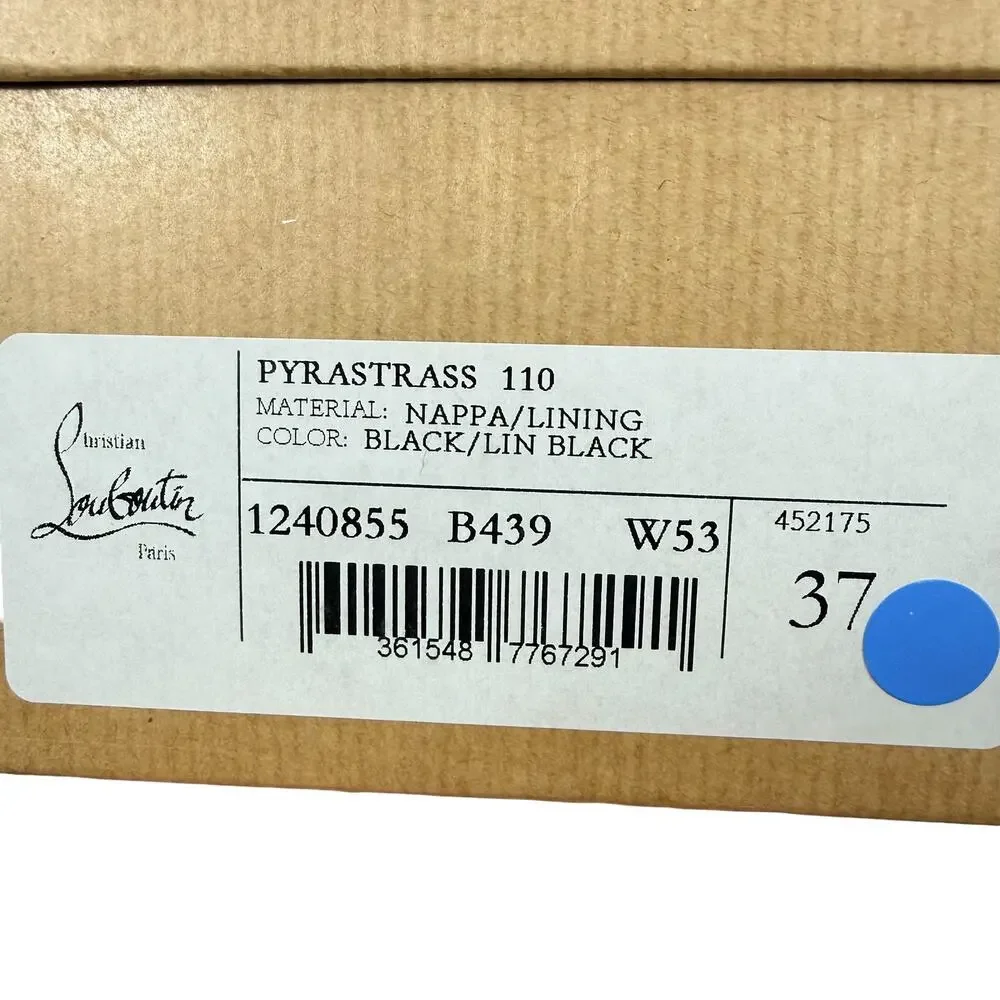 New Christian Louboutin Pyrastrass Crystals Wedge Sandals Black Size 37
